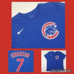 Nike Chicago Cubs Dansby Swanson 7 T-Shirt Mens XL Blue MLB Baseball Tee Tagless